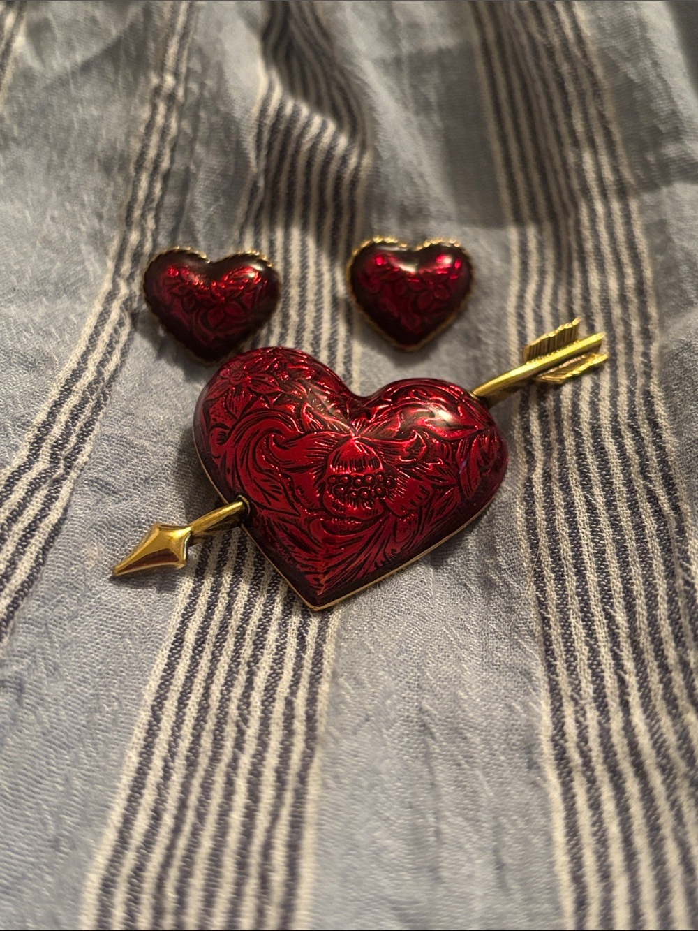Avon Heart Brooch and Earrings Set